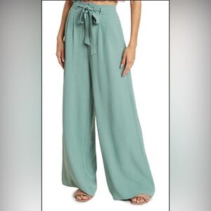 BCBG BCBGeneration Light Green Wide-Leg Pants